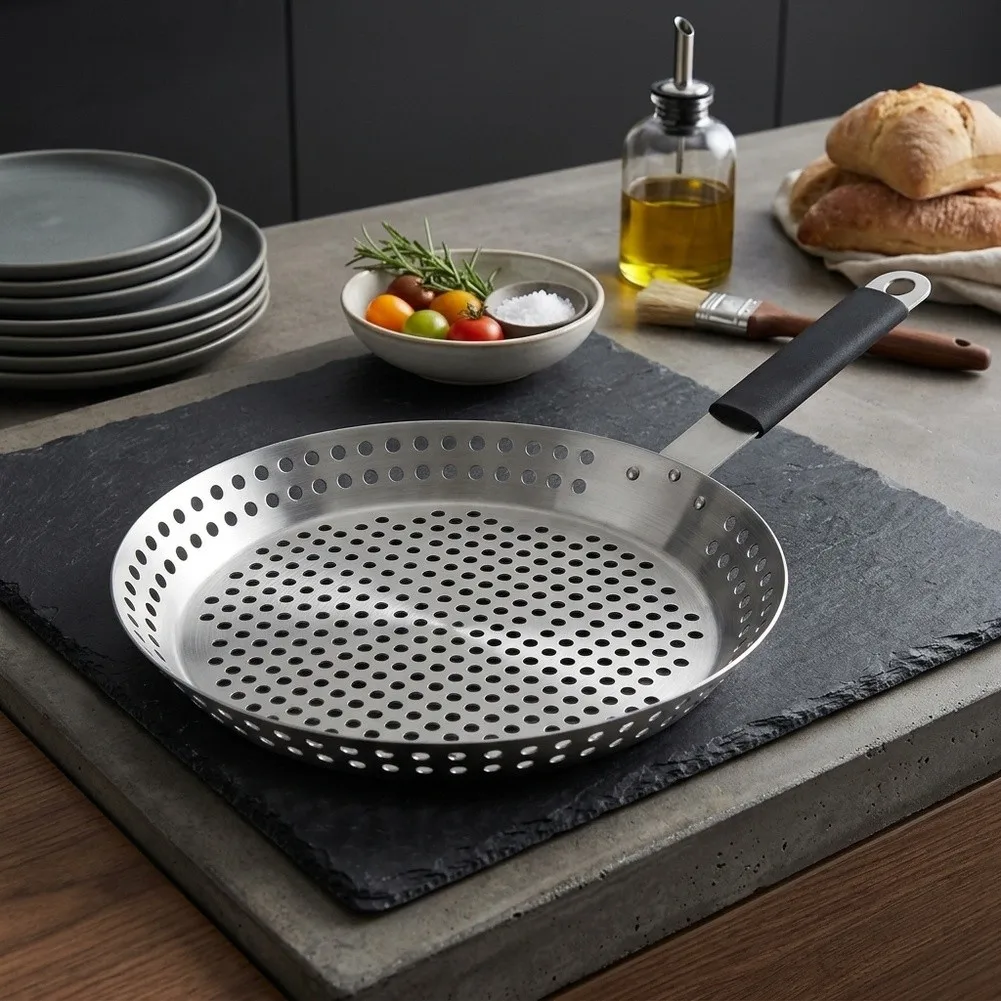 Thickened Stainless Steel Grill Tray with Grease Drain Capability for Consistent Performance on All Grill Types