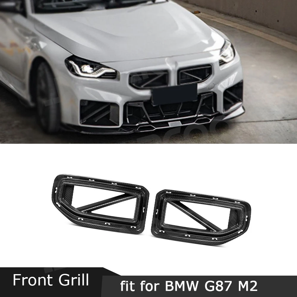 

Carbon Fiber Auto Hood Grille Racing Front Bumper car Air Vent Trim Foglamp Mesh Frame Facelift Accessories For BMW M2 G87 2022+