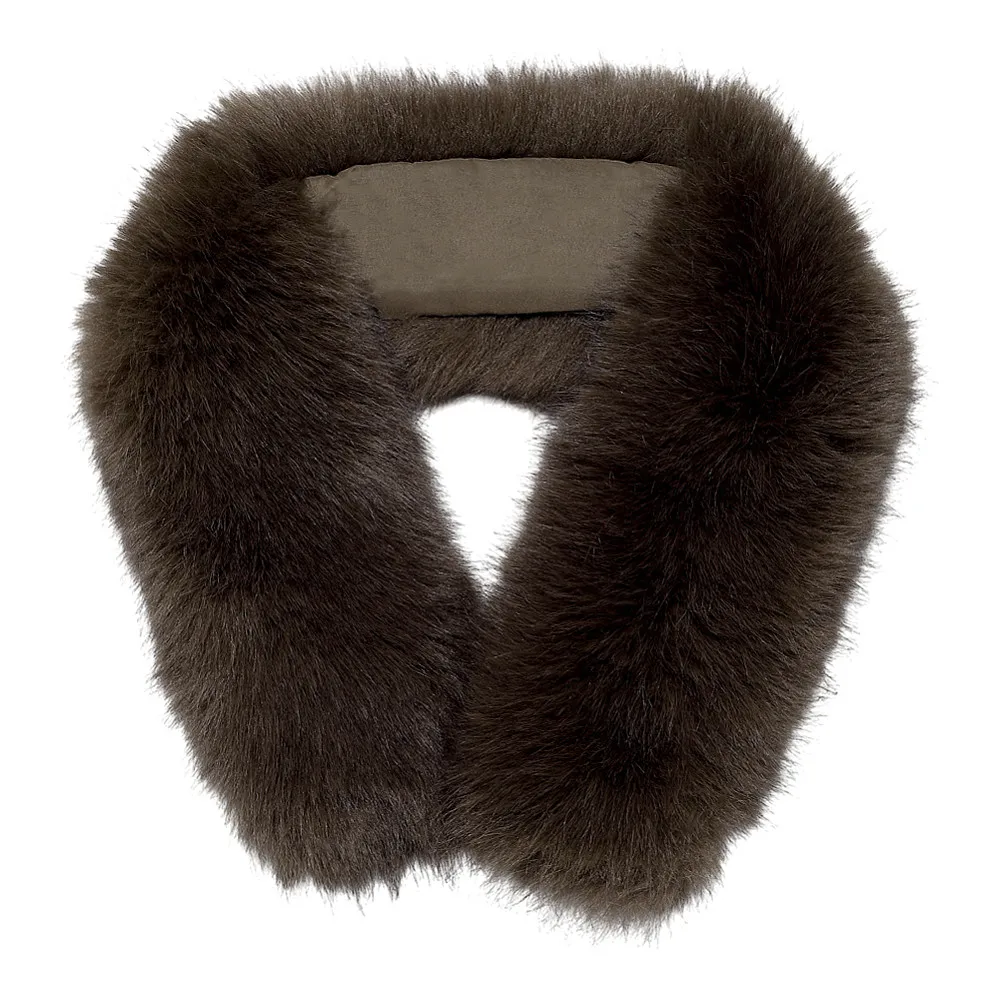 

1Pc Artificial Fox Wool Collar for Women Coconut Brown 835~860x105~155x50~55mm