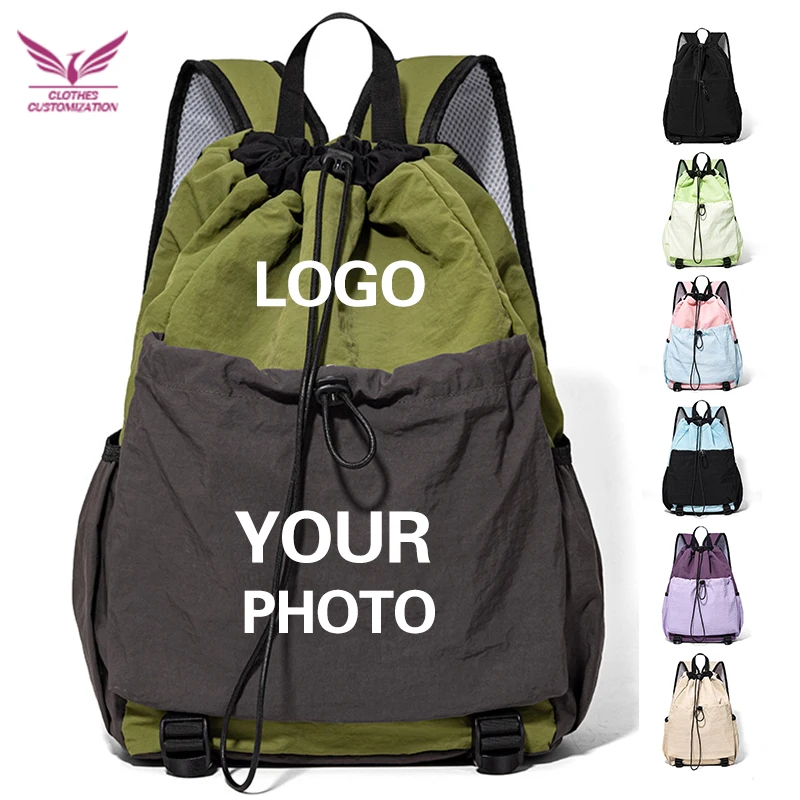 Custom Logo Outdoor Drawstring Sports Backpack Large Capacity Badmintonta Bag Personality Customization Waterproof Nylon Backpac