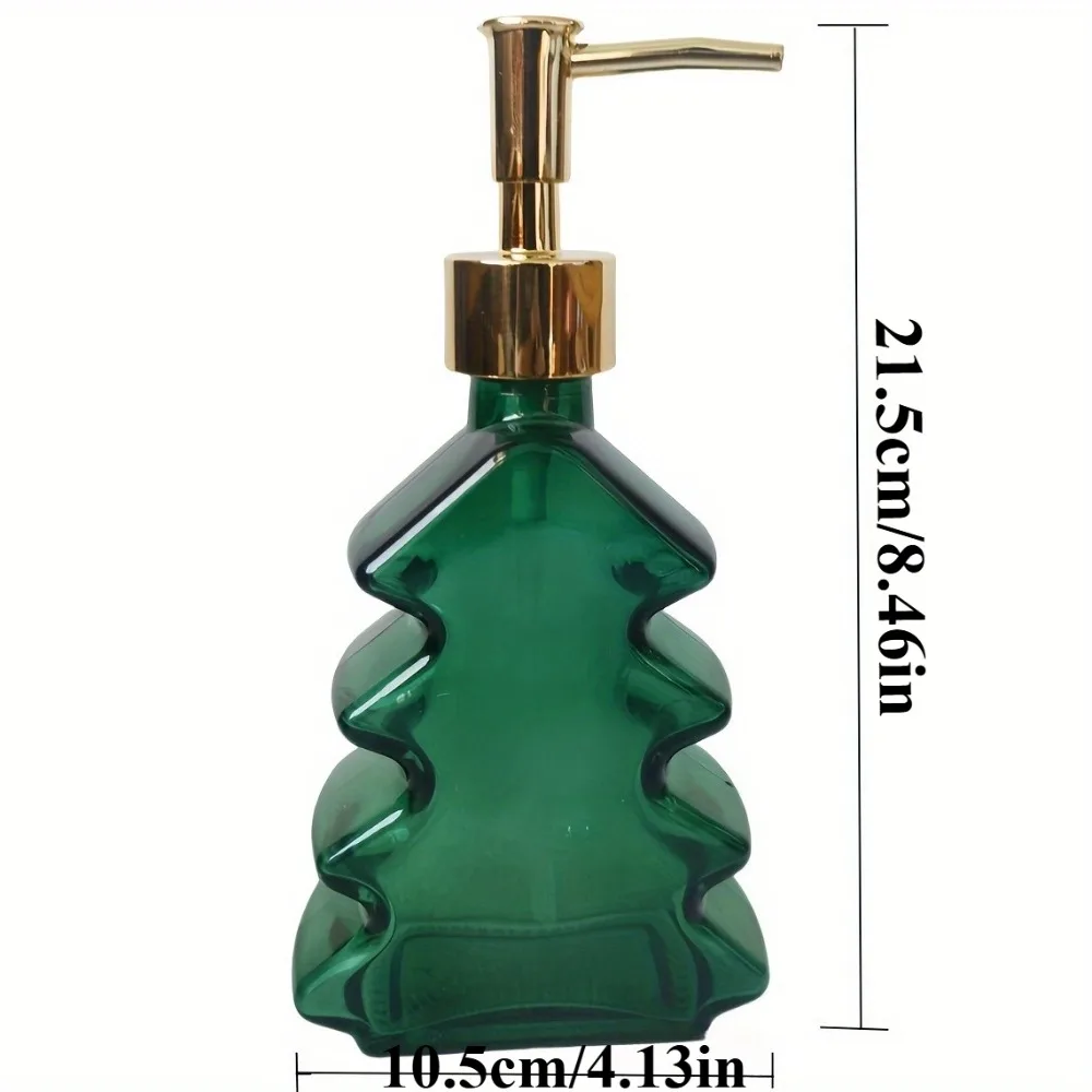 Christmas Soap Dispenser Bathroom Christmas Tree Green Glass Hand Soap Dispenser for Kitchen Refillable Liquid Lotion Bottle