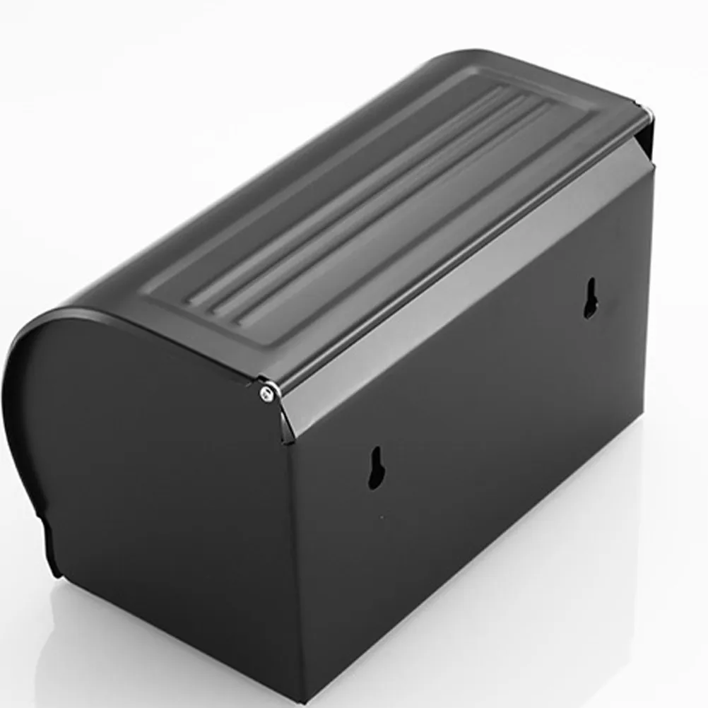 Black Contemporary Wall Mount Tissue Box Aviation Grade Aluminum Rust Free Toilet Paper Roll Holder with Protective Cover