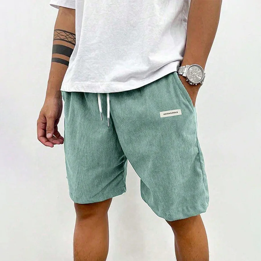 

2026 Summer Men Corduroy Sweatpants Casual Shorts Men's Beach Shorts Basketball Short Trousers Solid Color Label Sportswear Men