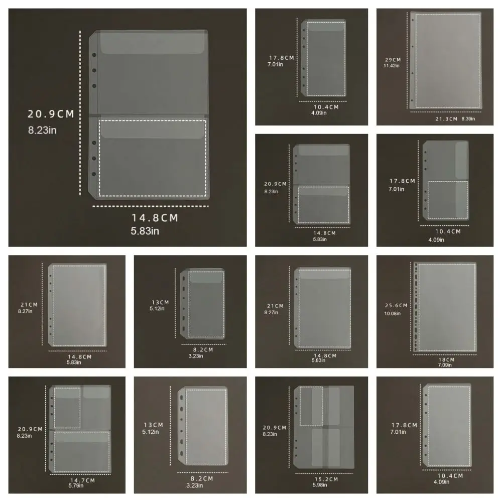 10Pcs Transparent Loose-Leaf Notebook Refill Paper A7 A6 A5 A4 PVC Refill Spiral Page Binder Indexing Cards Files Reports Binder