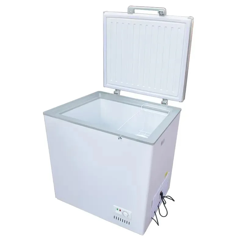 Commercial Horizontal Freezer Air Digital Control Single Door Ice Cream Display Cabinet Deep Freezer White Plastic Liner