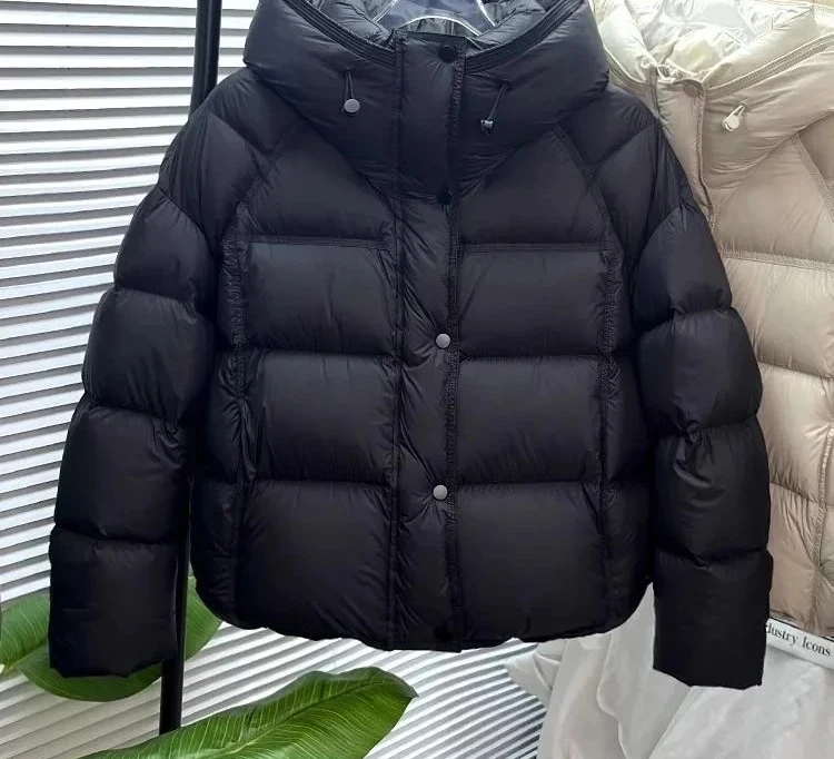 

Women's ort Cotton New Loose Winter Thiened Bread Puff Coat Small Size Hooded Cotton Outerwear