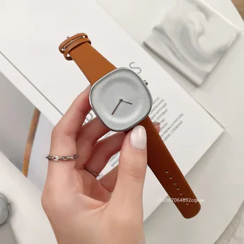 2024 Simple Square Women Watches Leather Fashion Ladies Wristwatch Big Dial Relogio Feminino Female Quartz Clock Elegant Gift