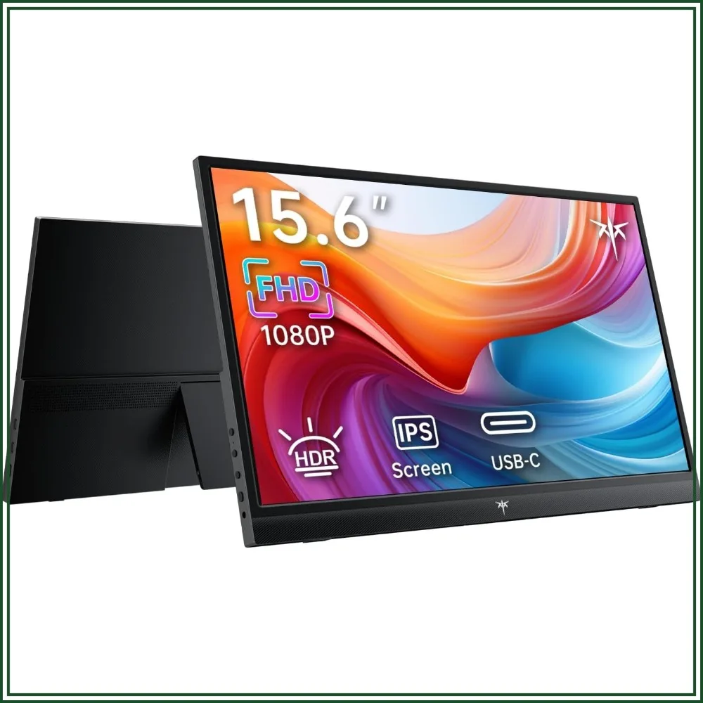 

15.6" FHD 1080P Portable Monitor for Laptop, Phone, PS5, Switch, HDMI USB-C HDR IPS