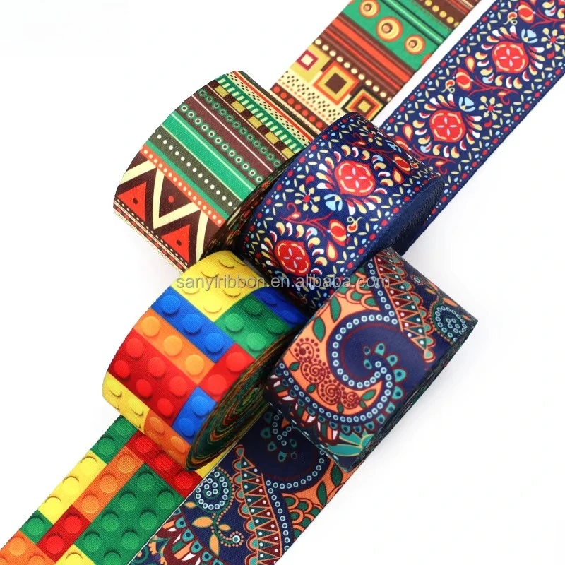 

2-дюймовый широкий полиэстеровый ремень, красочный дизайн, тесьма с принтом, аксессуар для одежды, гитарный ремень, лямка