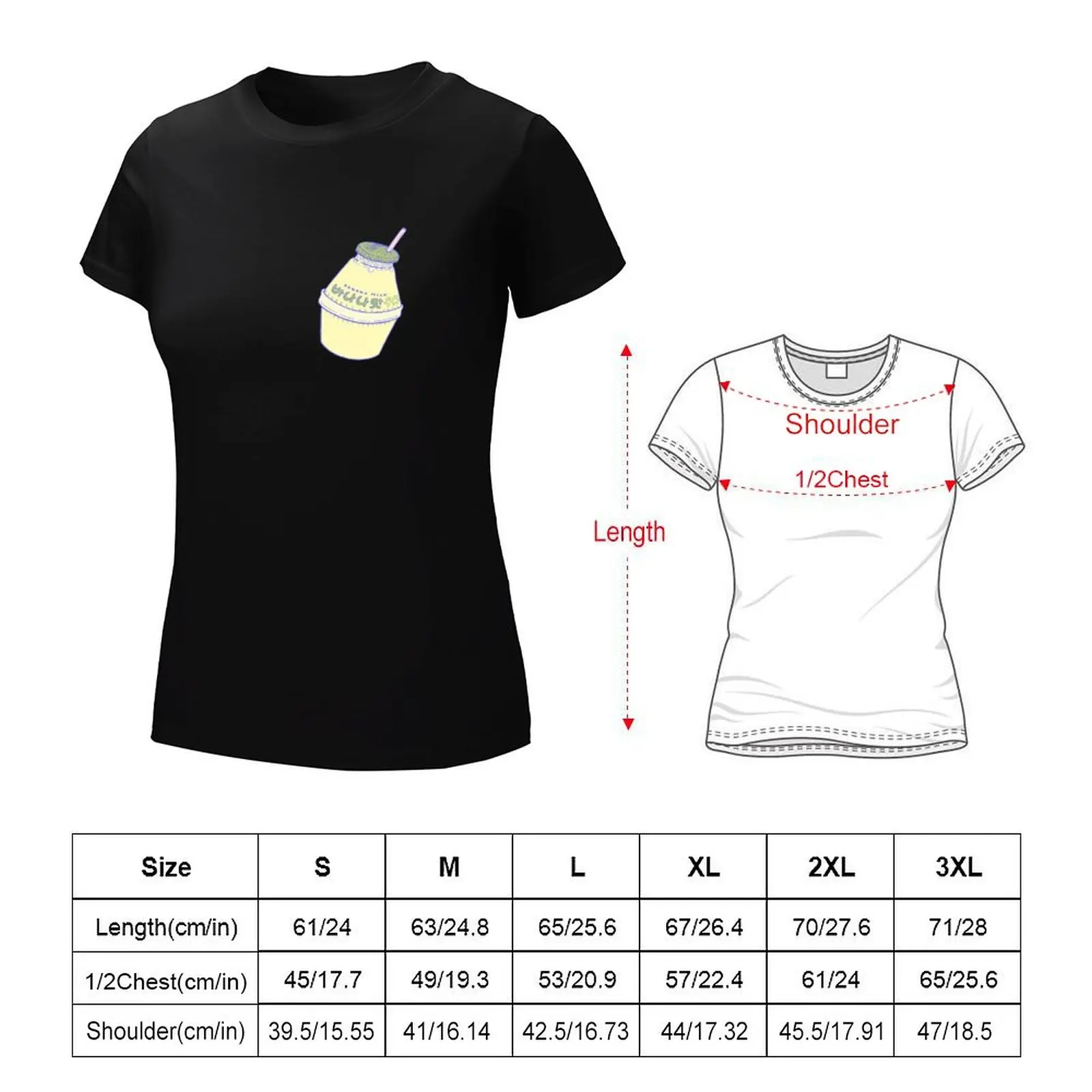 T-shirt com leite de banana para mulheres, roupas vintage, camisetas kawaii, roupas de senhora