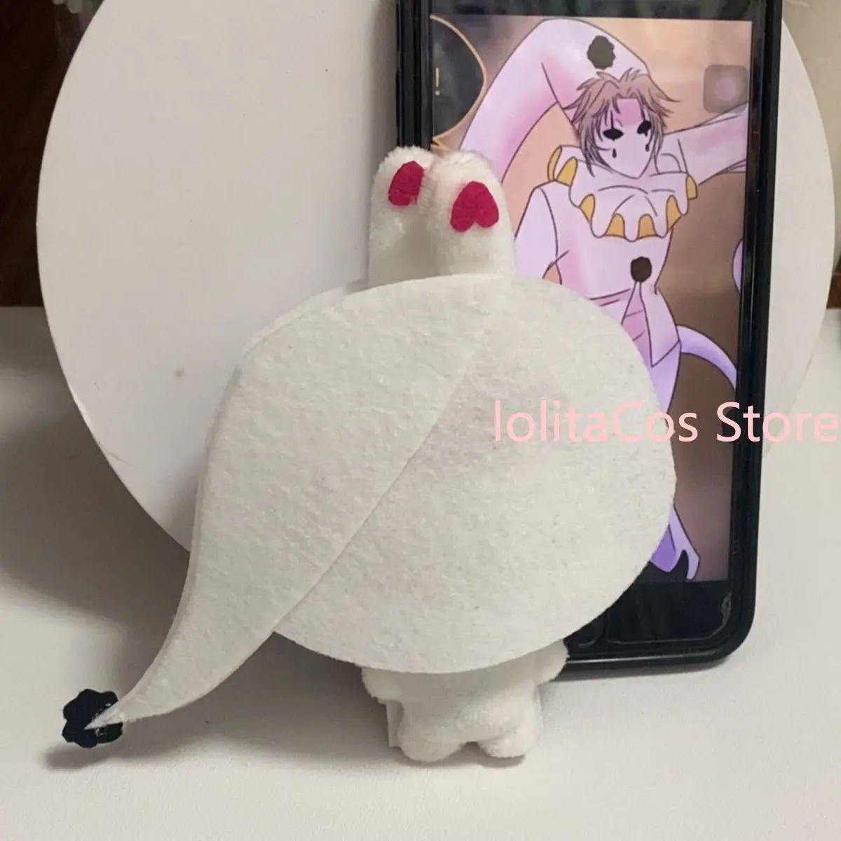 New The Freak Circus Pierrot Cute Bunny Plush Doll Keychain Pendant Bag Charm Handmade Plushie Toy Pink Girl Birthday Gift view 2