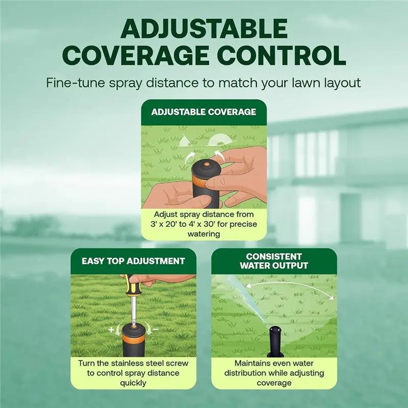 ABRU-Side Strip Pattern Nozzle Adjustable 15Ft Lawn Edge Spray Distance 15SST Rectangular Nozzle