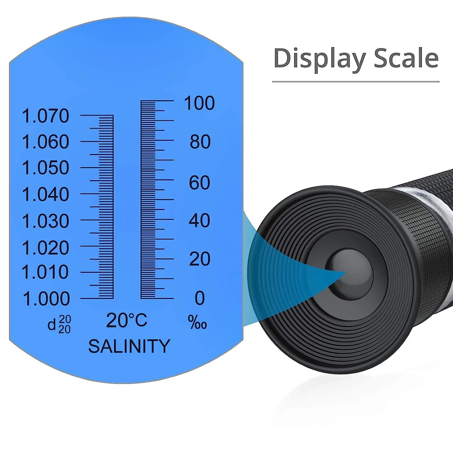 Salinity Refractometer Salt Water Tester Hydrometer 0-100ppt & 1.000-1.070 Specific Gravity ATC Refractometer for Aquarium Tank