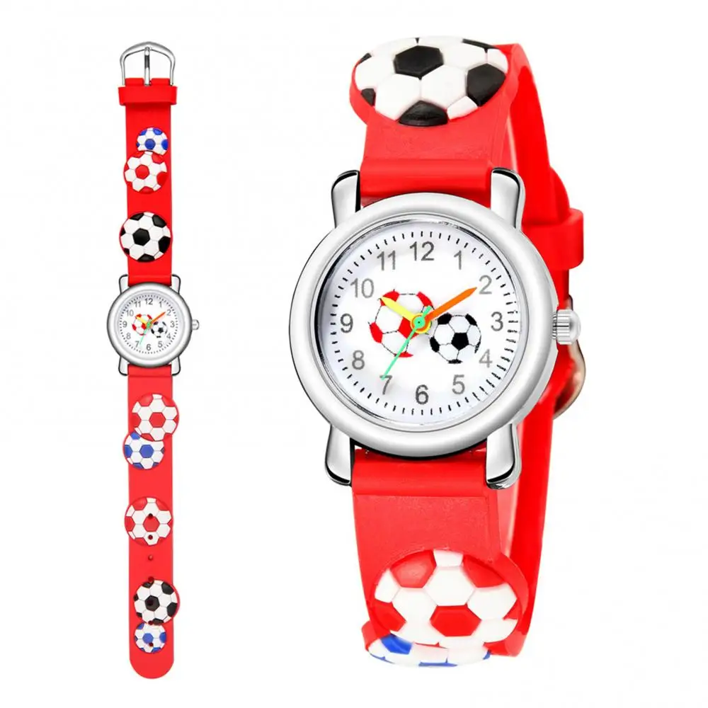 Montre-bracelet à motif de football 3D pour enfants, montre-bracelet pour garçons et filles, dessin animé pour enfants, horloge pour étudiants, cadeau