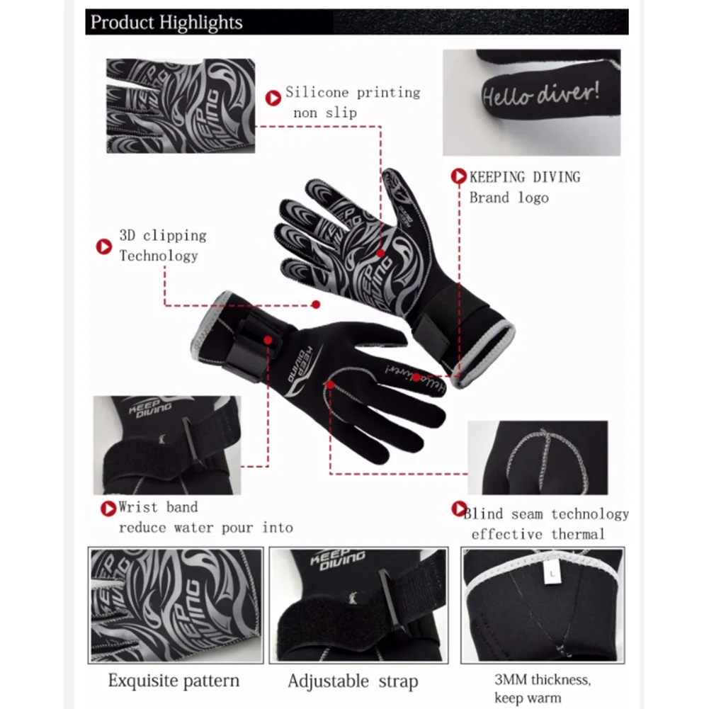 

ПОДДЕРЖИВАТЕЛЬНЫЕ перчатки для подводного плавания с аквалангом, устойчивые к царапинам, сохраняющие тепло, зимнее снаряжение для подводной охоты, подводного плавания, дайвинга, 3 мм