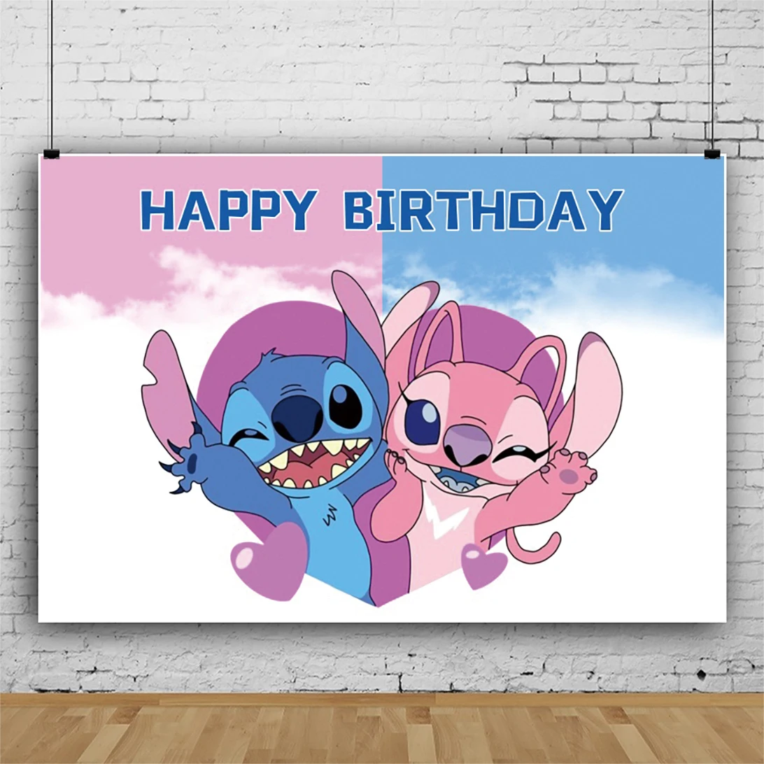 Lilo & Stitch Angel Photo Backdrop, Fotografia Backdrop, Baby Shower, Birthday Party Decoration, Adereços Suprimentos, Poster Banner