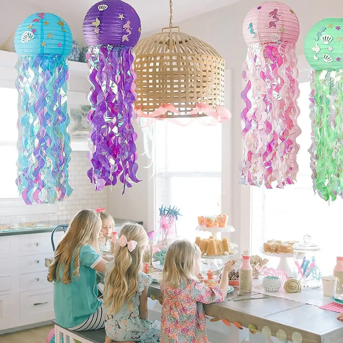 Mermaid Party Decorations Litte Mermaid Jellyfish Paper Lantern Under the Sea Party Decor Girl Babyshower Birthday Party Decor