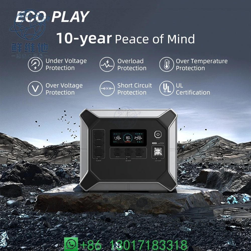 2400W Portable Power Station + 400W Solar Panel - Solar Generator Lithium Battery MPPT Controller, Car/Emergency Home Power