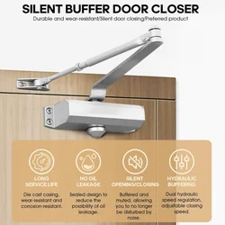 Soft Closing Automatic Door Closer Heavy Duty Hydraulic Adjustable Speed Positioning Door Stop Protective Door Holder Hardware