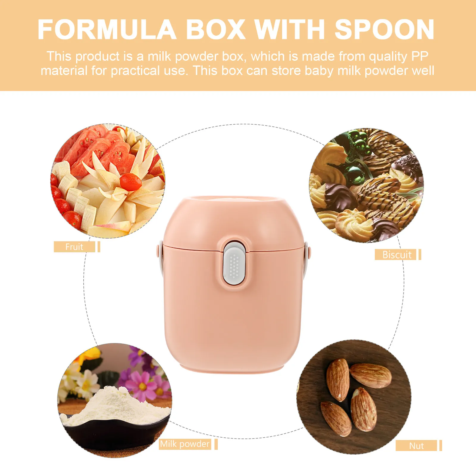 Heavy Duty Milk Powder Container for Travel Formula Dispenser Case Sealed Baby Food Storage Box with Spoon Sanitary Separate