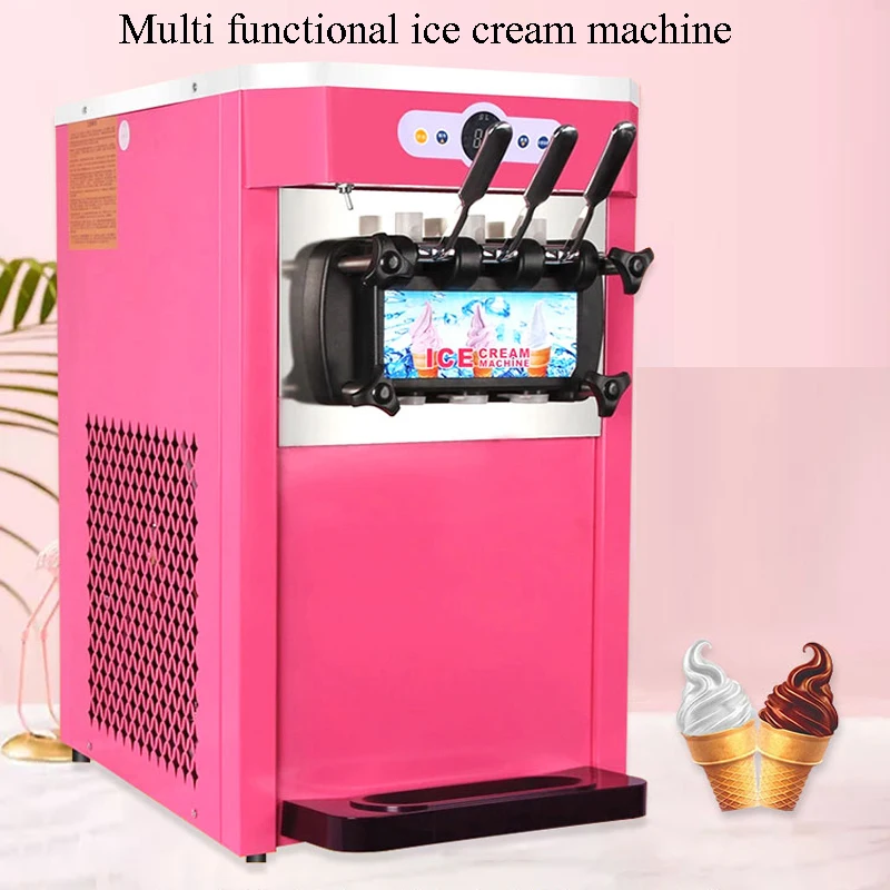 

Commercial Desktop Soft Ice Cream Maker 2+1 Mixed Flavor Ice Cream Machine Sweet Cone Ice Cream Equipment