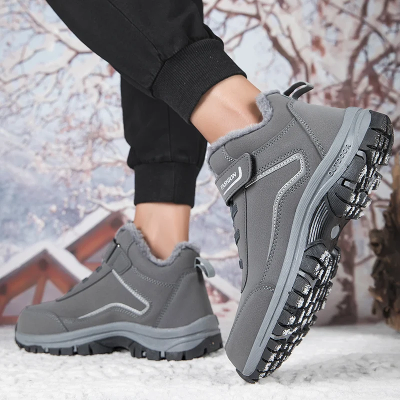 New Boots Men 2024 Winter Work Cotton Shoe Platform Comfortable Sneakers Outdoor Wear Resistant Warm Casual Plush Snow Boots