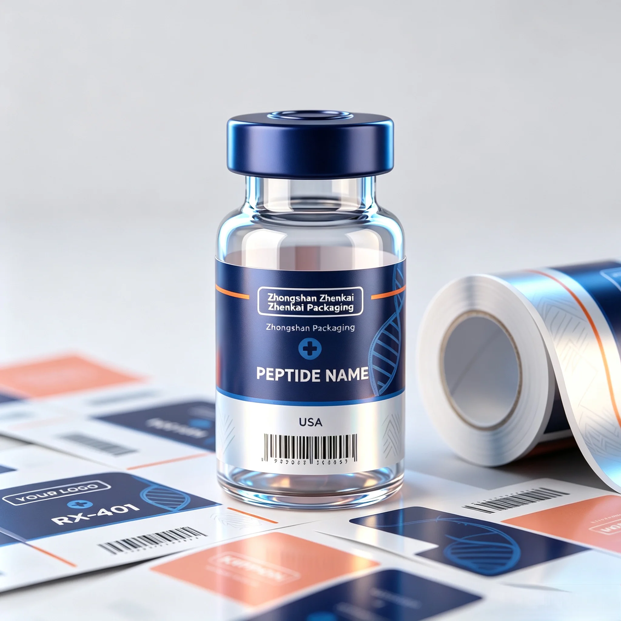 Custom Complete Peptide Packaging Kit Stickers Carton Boxes For 3ml 5ml 10ml Vials Custom Tags Of Fitness Skin Care Supplement B