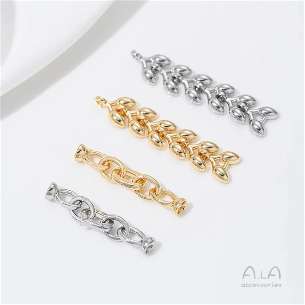 

14K Gold-plating Chain Type Universal Pearl Buckle Wheat Ear Fringe Pendant Connector DIY Necklace Earrings Accessories