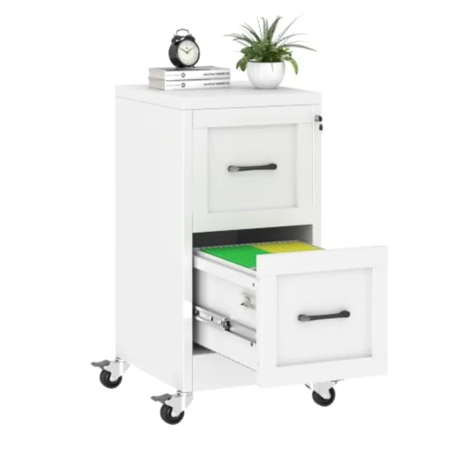 2-Drawer Lockable Vertical File Cabinet with Wheels