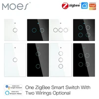Moes ZigBee interruptor de luz inteligente táctil de pared con neutro/sin neutro sin condensador aplicación Smart Life Tuya control de voz Alexa Google