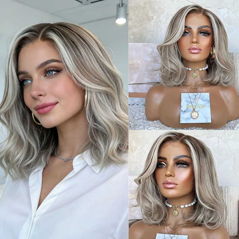 

Серый блонд с пепельными прядями: высококачественный синтетический парик Futura Mitsuri для косплея, свободная волна, кружевной фронт, готов к носке