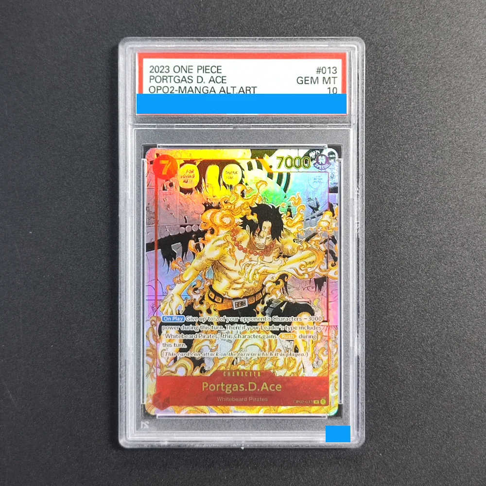 

Proxy DIY 2023 ONE PIECE PORTGAS D. ACE 013 Rating Card 10 Special Art Rare Gem Mt 10 Card Holographic Labels Gift Cards Toys
