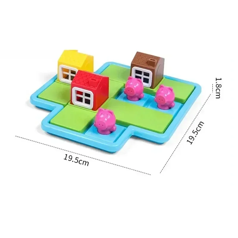 Three Little Pigs Smart Hide Seek Board Games with Solution Skill-Building Puzzle Logic Game Children Training Toy Gift