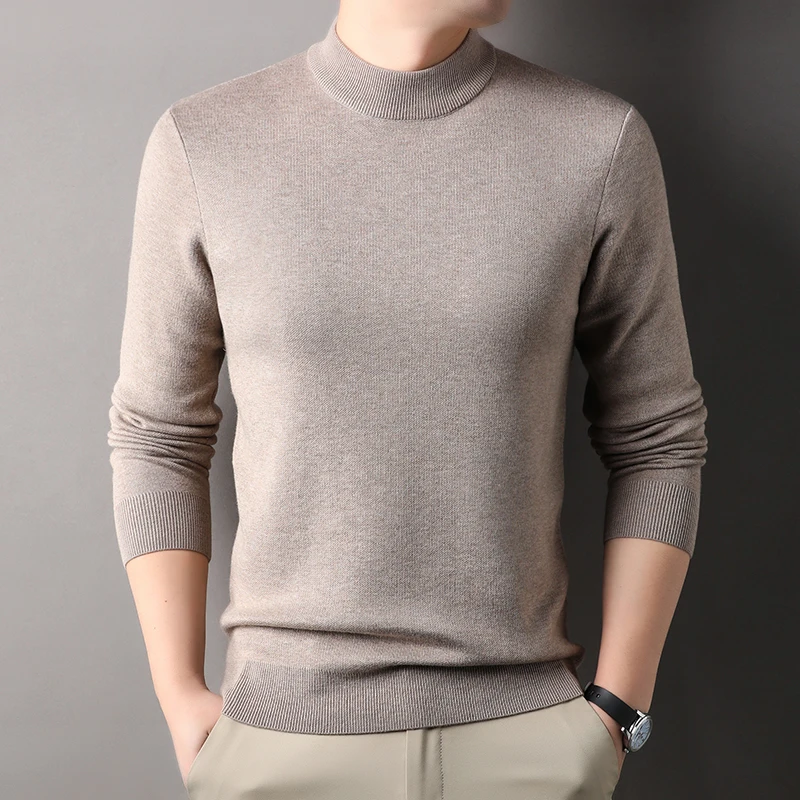 Good Quality Worsted Wool Thick Sweater for Men Winter Casual O-Neck Warm Wool Blend Knit Clothes Long Sleeve Jumper Pullovers