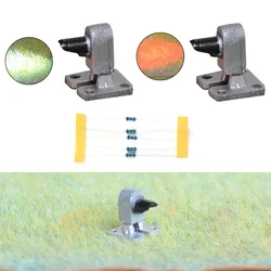 7pcs OO/HO Scale Railway Model Lamp Post Two-color Dwarf Searchlight Ground Signal Red/green 3V 20mA