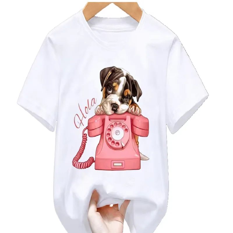 Cute Pug Love Ice Cream Animal Print T Shirt For Girls/Boys Funny Kids Clothes Dachshund/Yorkie Dog Lover Tshirt Summer Tops