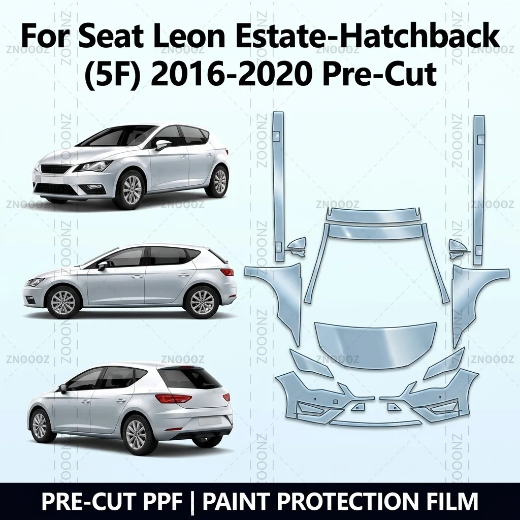 For Seat Leon Estate-Hatchback (5F) 2016-2020 Pre-Cut PPF Paint Protection Front Kit+Rockers TPU Self Healing High Gloss
