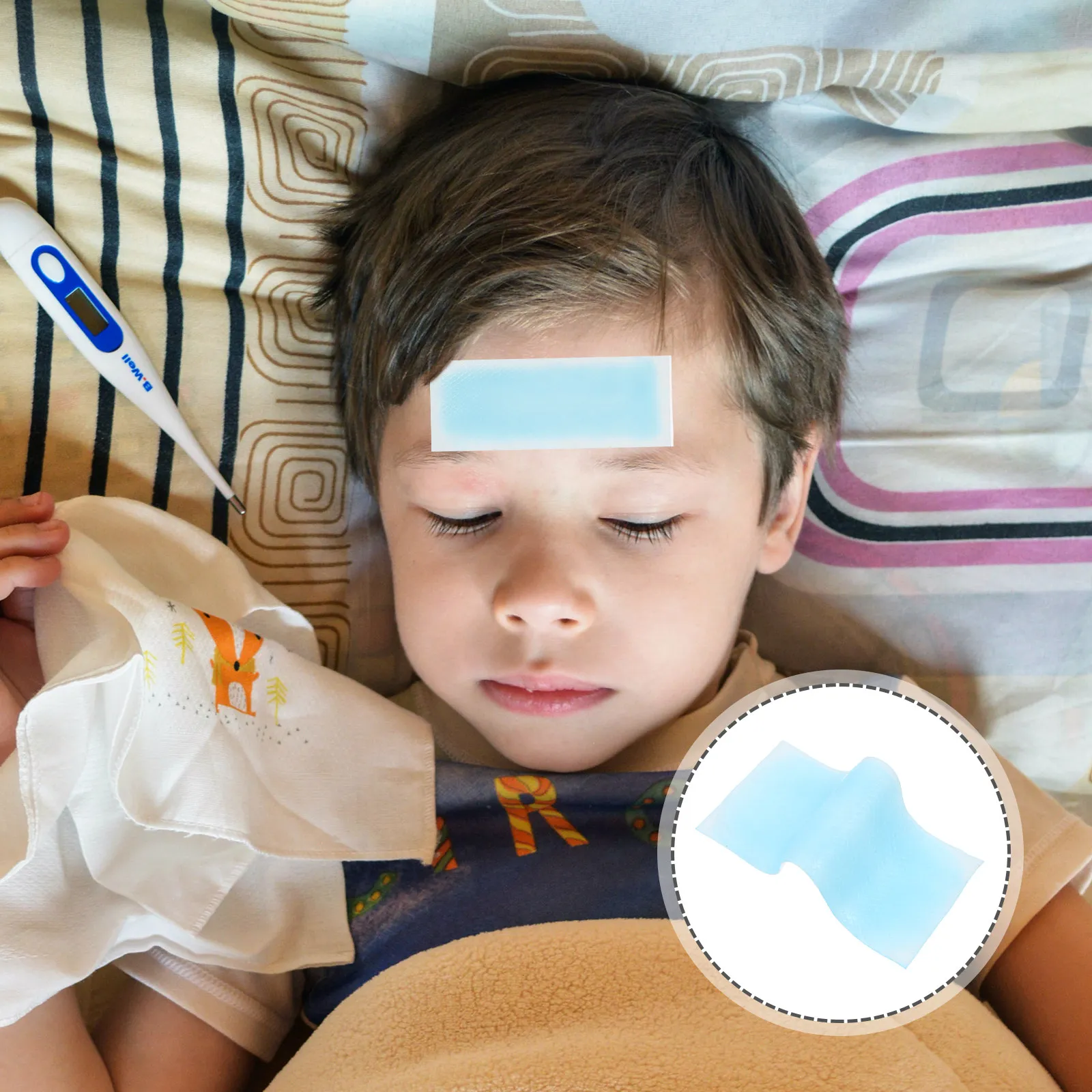 

5pcs Cooling For Fever Relief Cool Paste Long Lasting Temperature Reduction Patch Sky-Blue Cooling Sticker Set