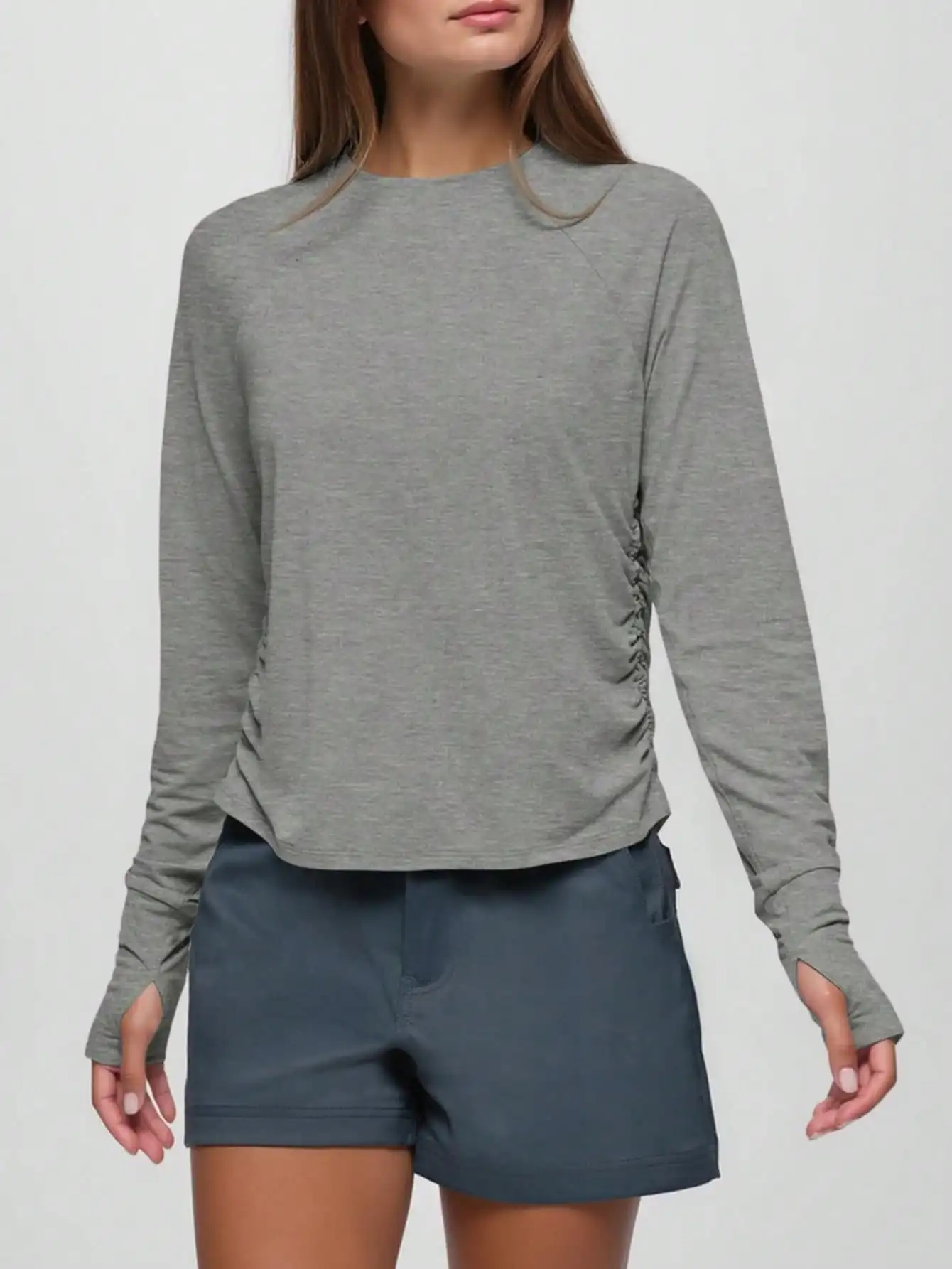 

Женский спортивный топ с длинными рукавами для выступлений | Спортивная влагоотводящая рубашка для бега с отверстиями для большого пальца, футболка для тренировок по йоге и тренажерному залі