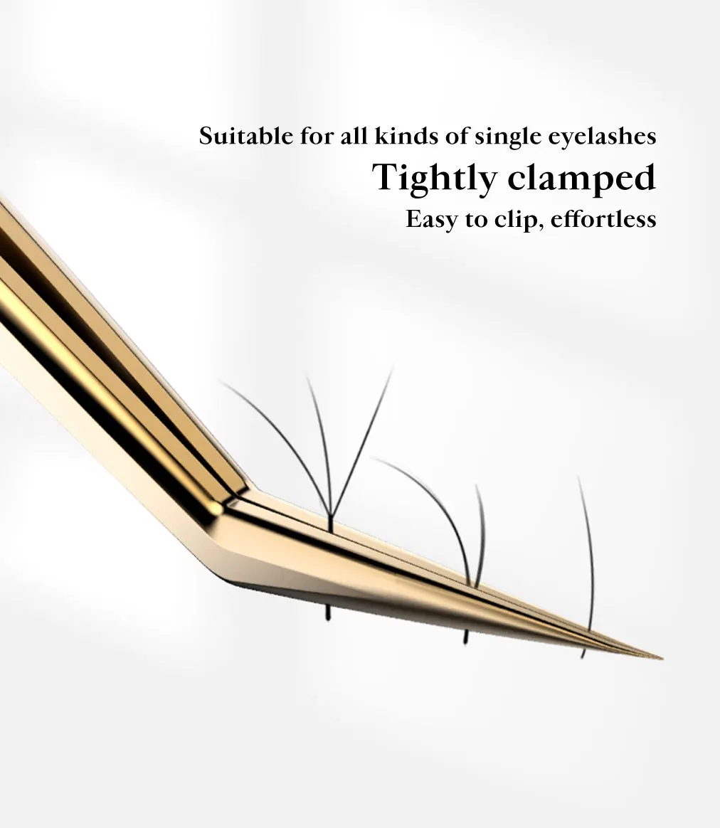 DeceMars Eyelash Extension Tweezers Gold Color