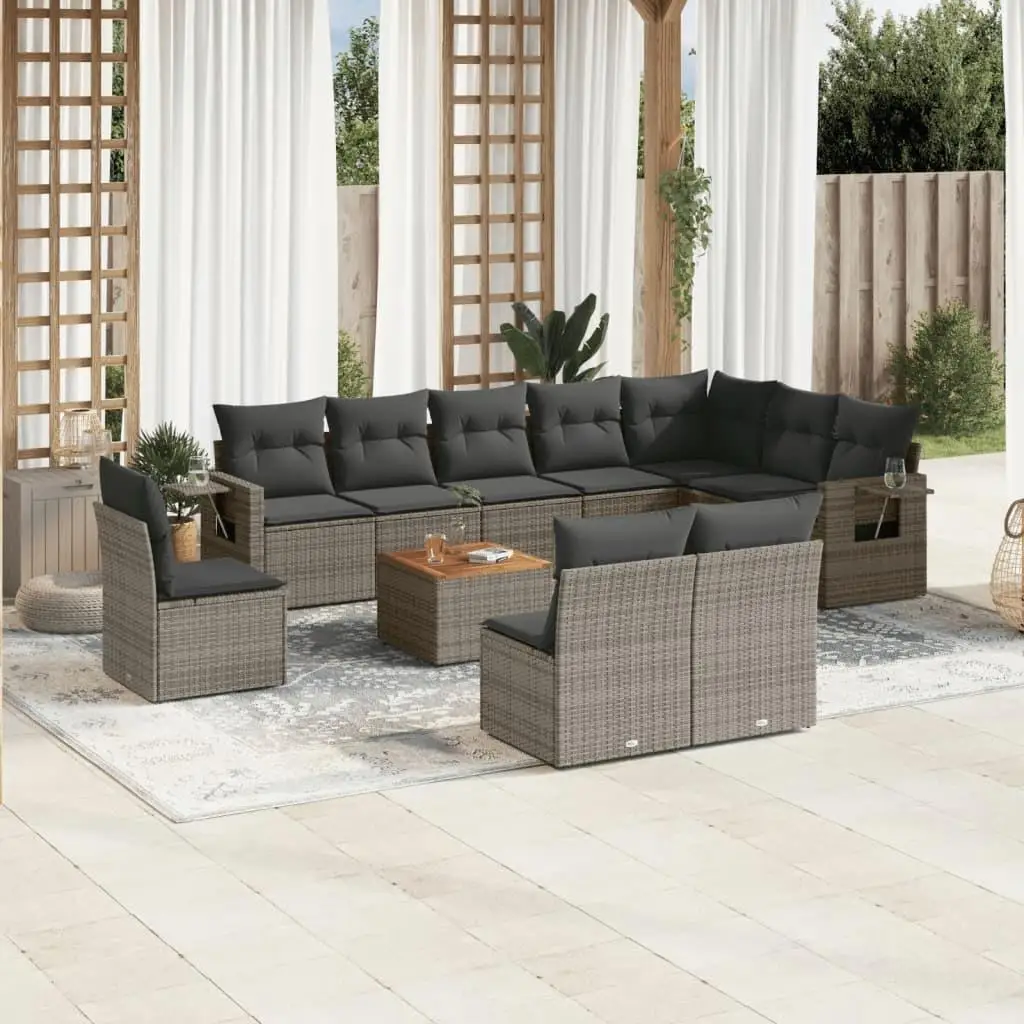 

Stylish Grey Garden Sofa Set Outdoor Furniture Comfortable Cushions Modern Design Patio Seating