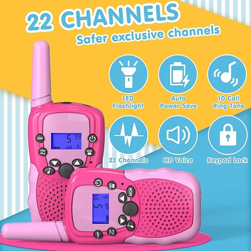 キッズ用トランシーバー 3個パック 充電式、3マイル長距離通 - Kids Education Channel のレビューと価格