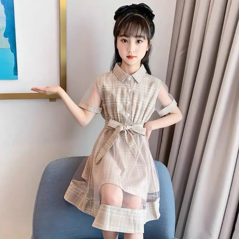 Summer New Girls Tulle Dress Sweet Lovely Chiffon Princess Tight Waist Dress for Kids Clothes Party 3 Baby Girl Clothing Clothes