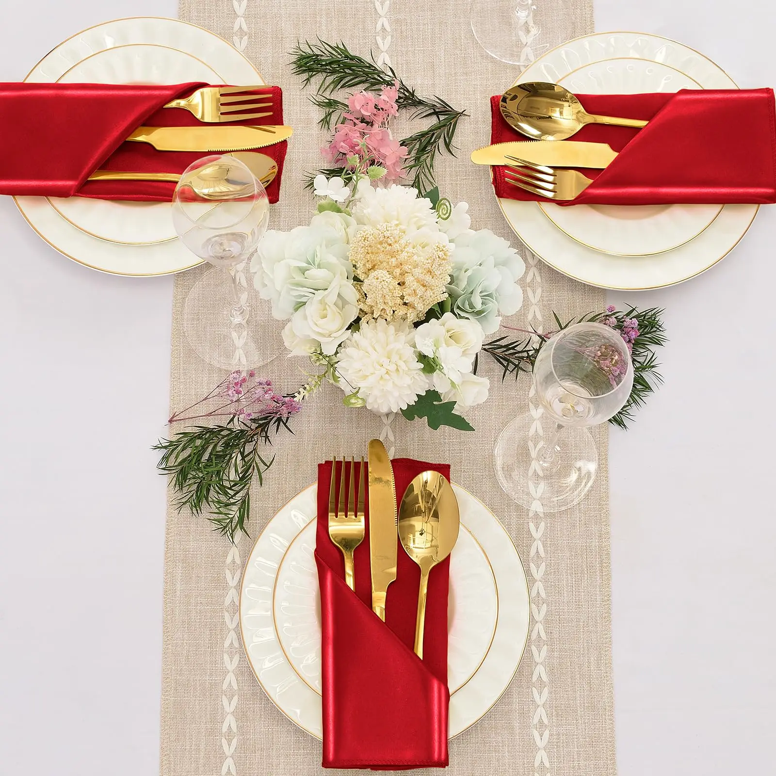 12Pcs Silky Satin Napkins 30x30cm for Wedding Party | Washable Square Table Napkins for Wedding Dinner Party, Ultra-Smooth Satin