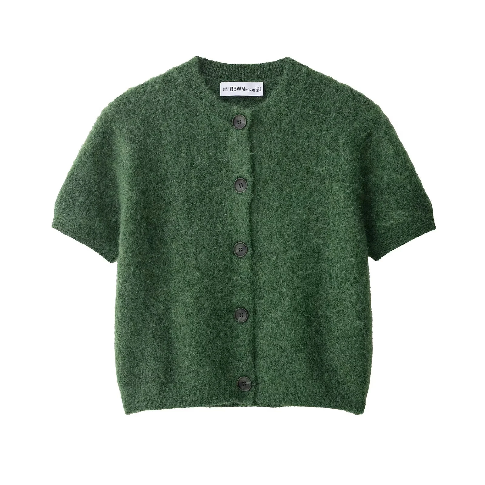 

Осень 2021, новая женская одежда, милый и модный вязаный кардиган с круглым вырезом и короткими рукавами, короткая куртка