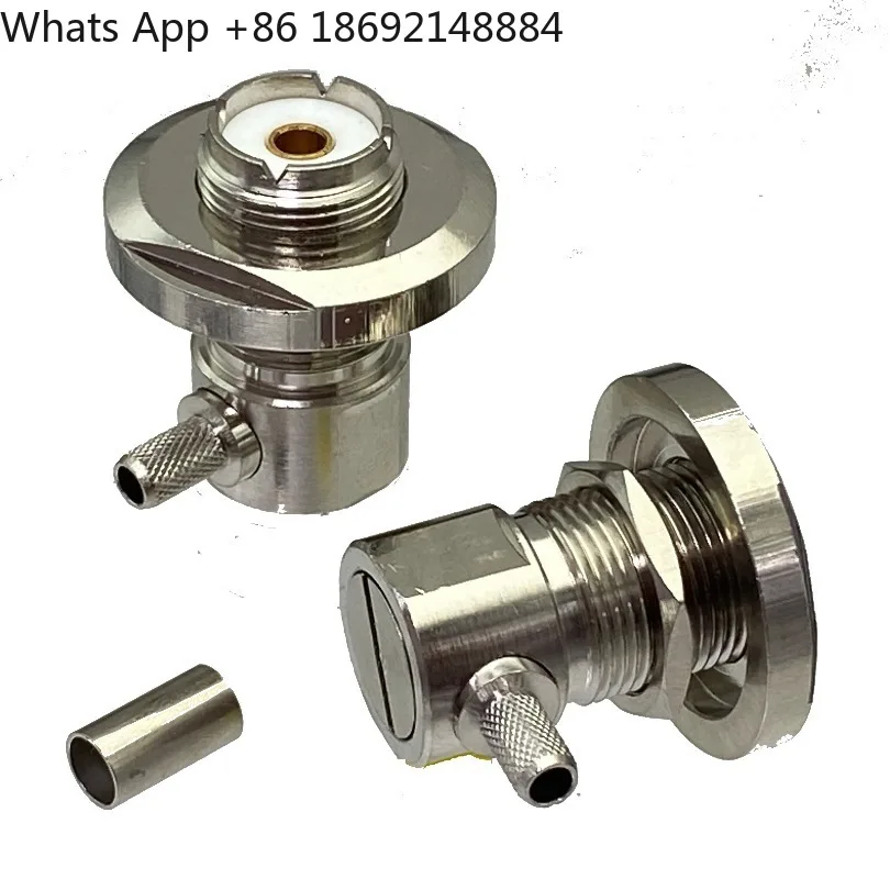 2pcs Connector UHF SO239 Female Jack Nut Bulkhead Crimp RG58 RG142 LMR195 Right Angle RF Coaxial Wire Terminals