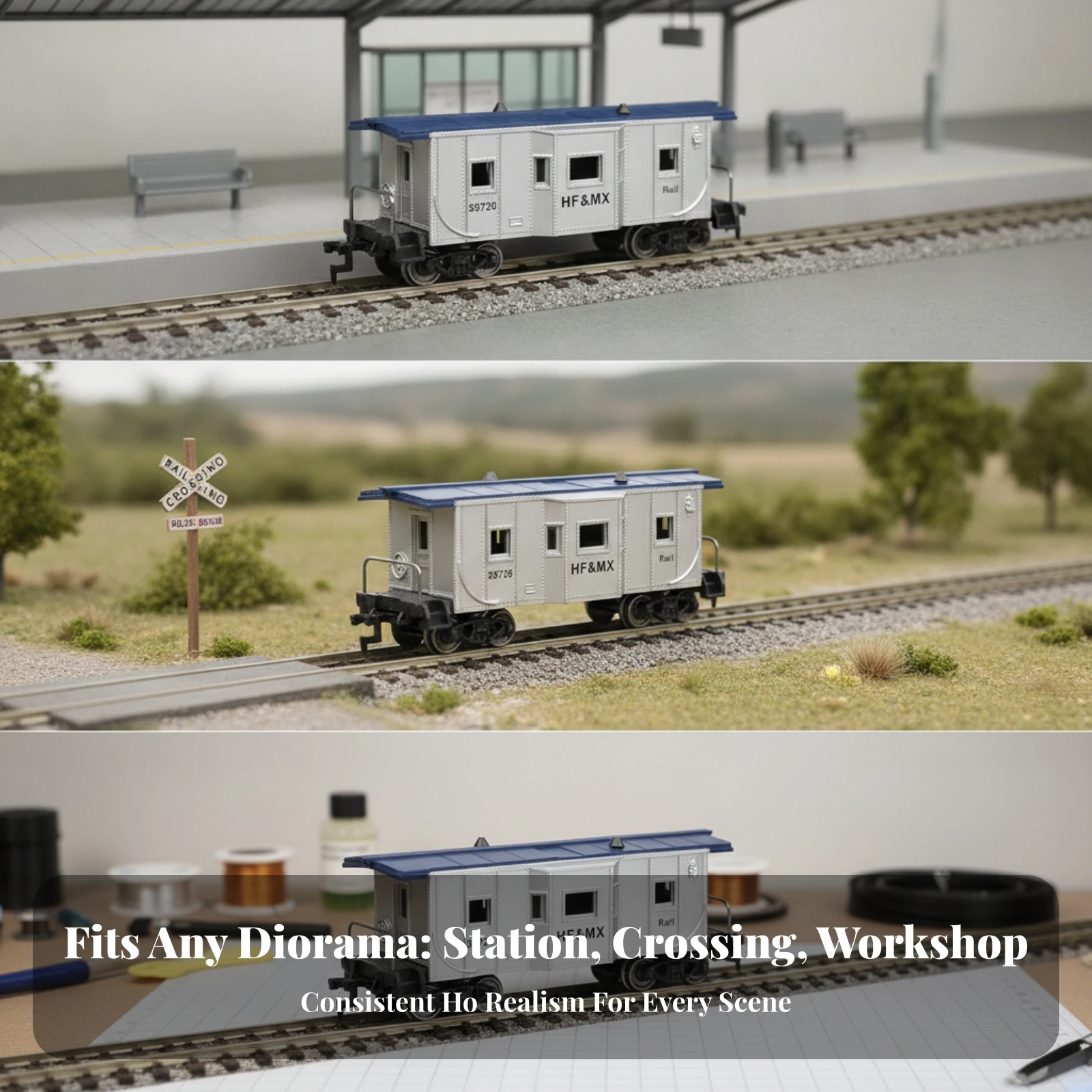 Bay-Window Caboose HO Scale Bay Window Caboose Railroad Car Highly Detailed Rolling Stock Hobby Grade for Collectors, Dioramas