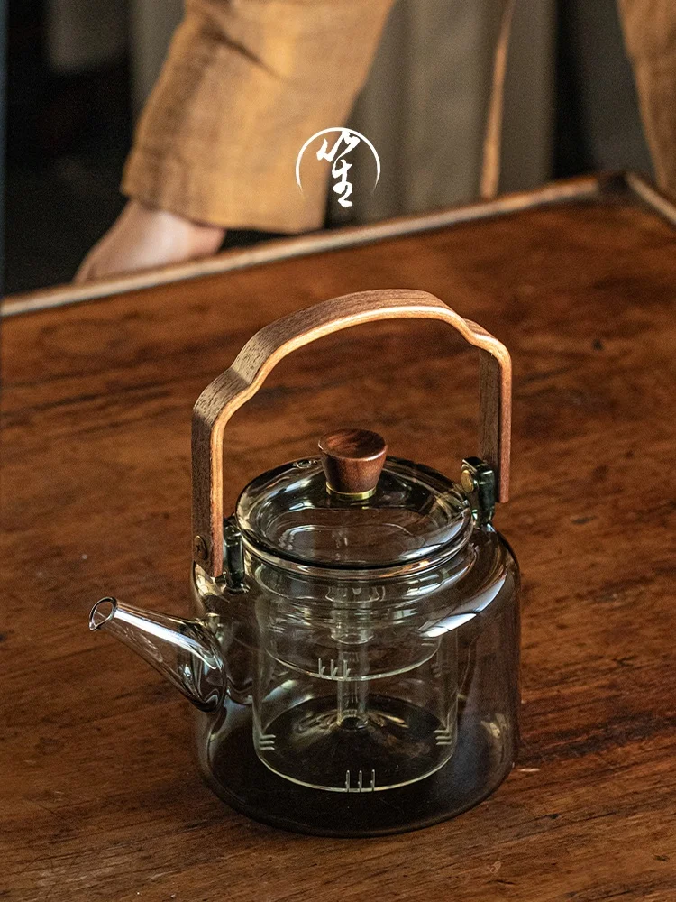 

Утолщенный стеклянный чайник для дома, с функцией разделения чая и воды, большой емкости, для приготовления пищи, со встроенным водонагревателем