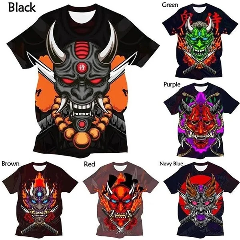 

Men's Fashion Hip Hop Style Cool T-shirts Hannya 3d Print Y2k T Shirt Halloween Personalized Short-sleeved Mens Designer Clothes