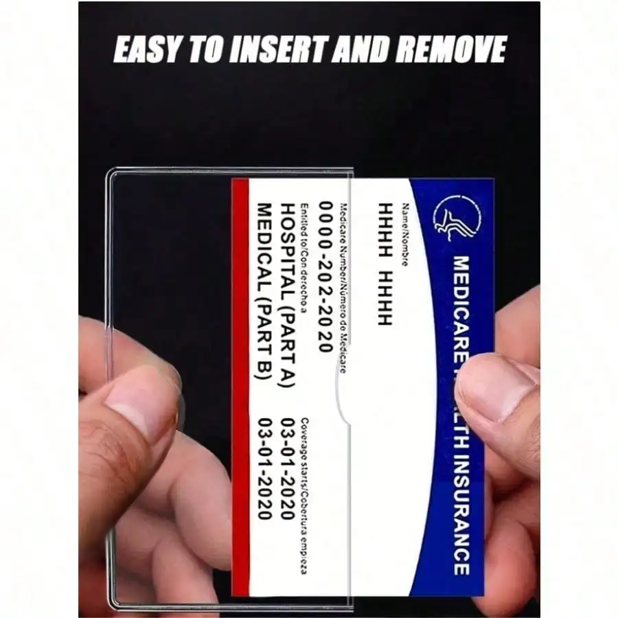 

5PCS/10PCSMedicare Protector Sleeves Clear PVC Waterproof Medical/ Card /Social Security Card Protector - Clear Vinyl Plastic Covers For Insurance & Social Security Metro & License Or Cards Card Holder Card Holder Wallet Business Card Holder Credit